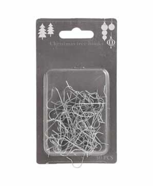 KERSTBOOMHAAKJES 50 STUKS ZILVER - 0498426 - 0498426