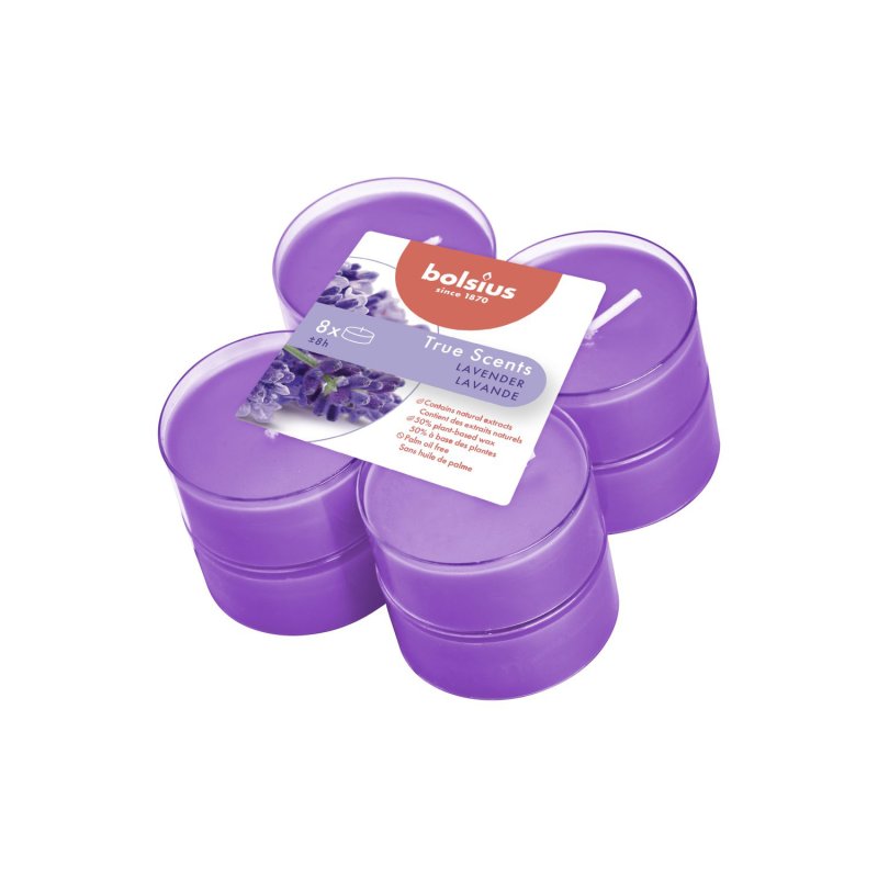 BOLSIUS MAXILICHT LAVENDEL CLEAR CUP S/8 - 101 2218 - 101-2218
