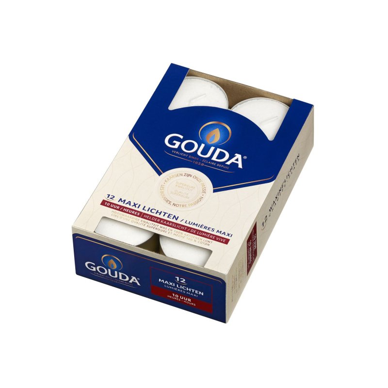 GOUDA MAXI THEELICHTEN 12 STUKS 10UURS - 101 3368 - 101-3368