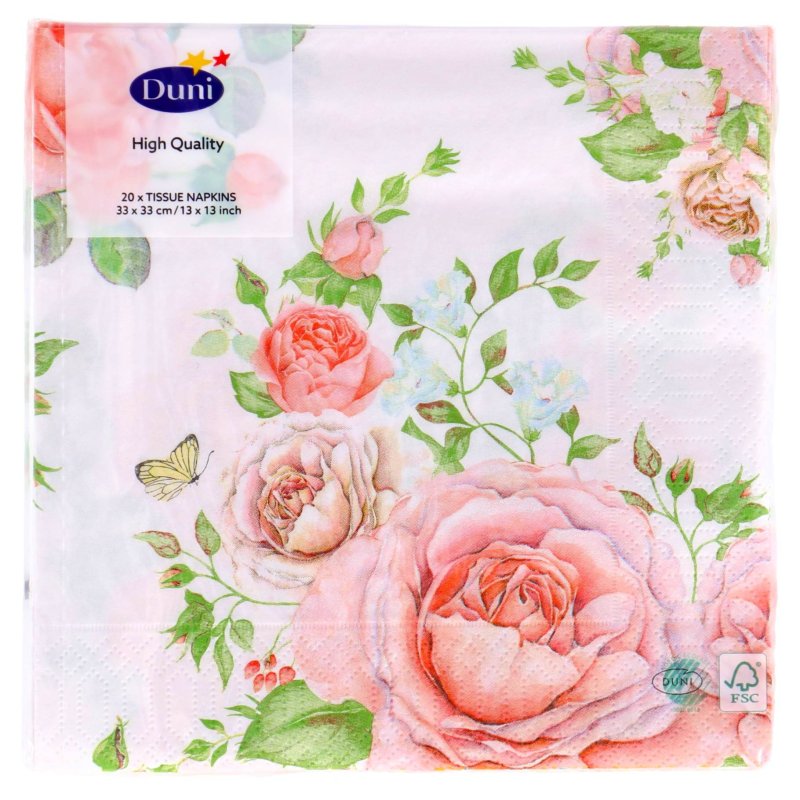DUNI SERVETTEN ROSE GLORY 33X33 CM - 105 7534 - 105-7534
