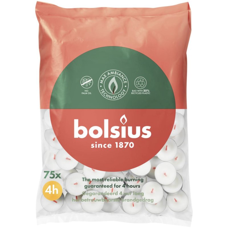 BOLSIUS THEELICHT 4-UUR ZAK 75 - 160 6900 - 160-6900