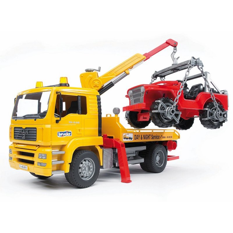 BRUDER VRACHTWAGEN AFSLEEP MET JEEP - 340 2750 - 340-2750