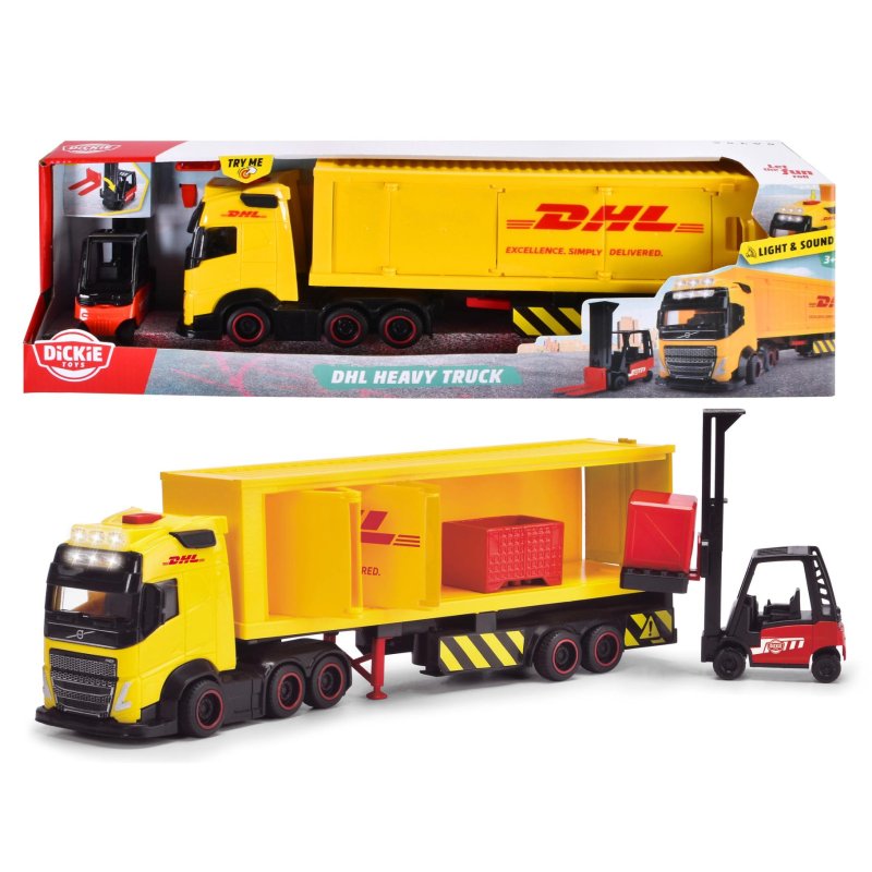 DICKIE TOYS VRACHTWAGEN DHL MET HEFTRUCK - 340 7018 - 340-7018