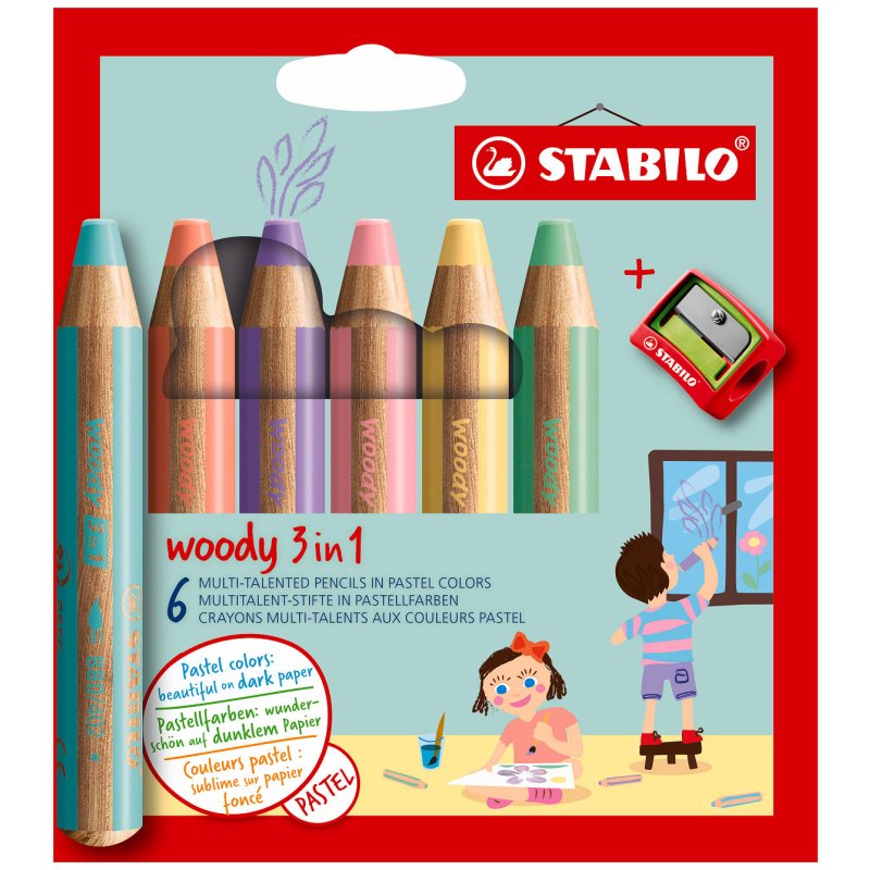 STABILO WOODY ARTY ETUI 6 STUKS + PUNTEN - 4006381547123 - 4006381547123