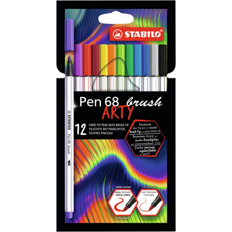 STABILO PEN 68 BRUSH ARTY 12 STUKS - 4006381566926 - 1068632