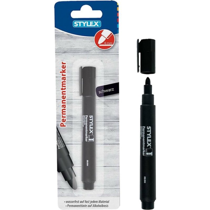 STYLEX PERMANENT MARKER ZWART 4MM - 4044186328103 - 1409003