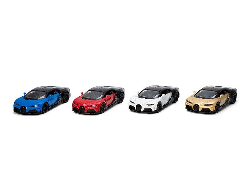 KINSMART BUGATTI CHIRON SUPERSPORT DIE C - 4asstd color blue red white yellow 13cm 1 38 die cast pull back bugatti chiron supersport - 520252