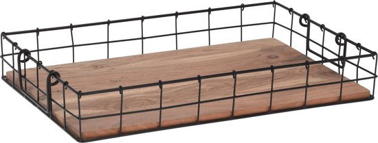 DIENBLAD HOUT ZWART METAAL 42X20 CM - 550x209 - *0010214681