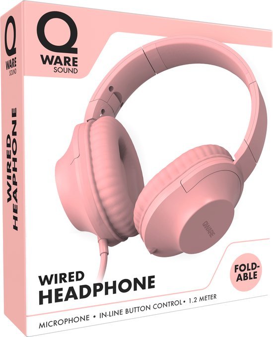 QWARE WIRED HEADPHONE PINK - 550x678 3 - QWSND-210PK