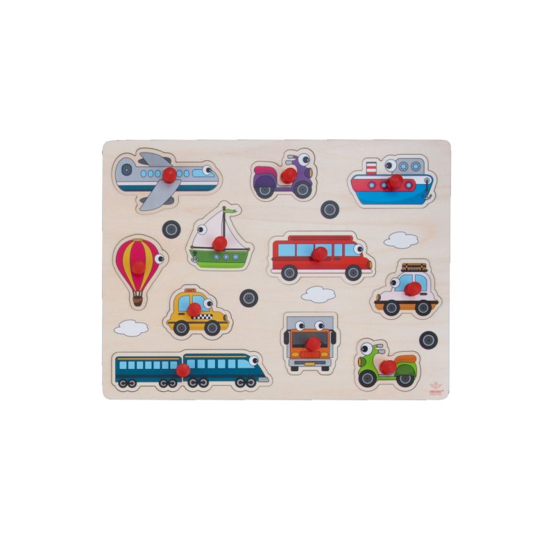 HOUTEN KNOPJES PUZZEL VOERTUIGEN 30X22,5 - 603 3005 - 603-3005