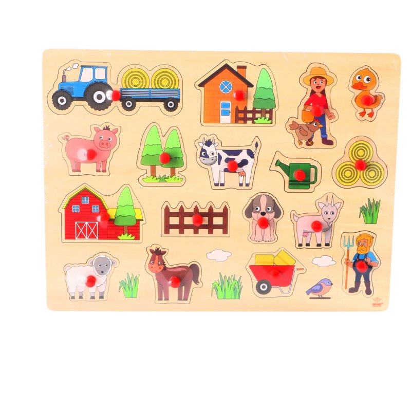 HOUTEN KNOPJES PUZZEL BOERDERIJ 40X30CM - 603 4006 - 603-4006
