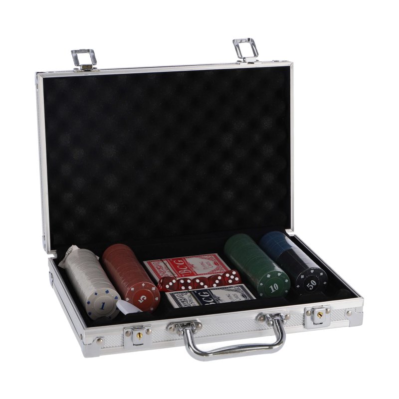 POKERSET IN KOFFER 200 DELIG MET 2 DECKS - 625 0202 - 625-0202