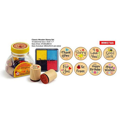 STEMPELSET HOUT 4 KLEUREN 9-DELIG - 631 0708 - 631-0708