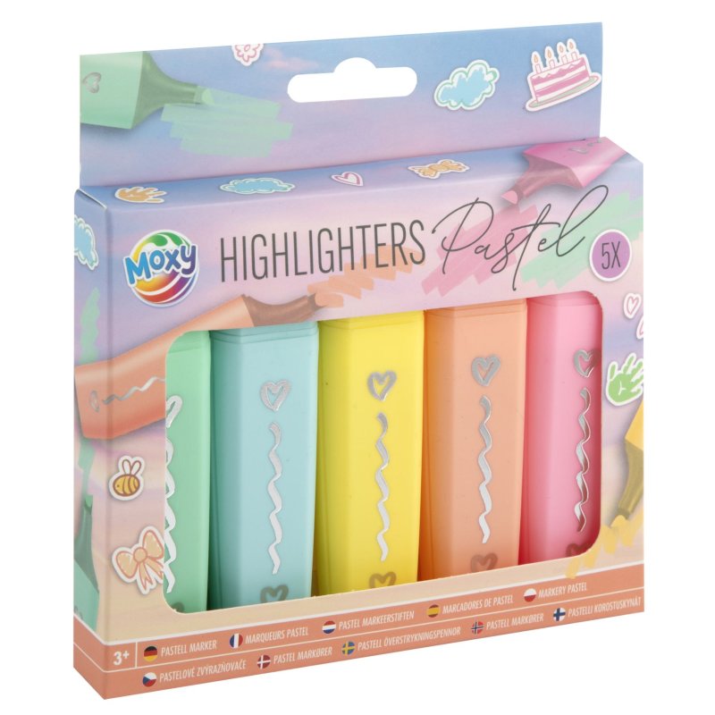 5 HIGHLIGHTERS MARKEERSTIFTEN PASTEL 12 - 650 0133 - 650-0133