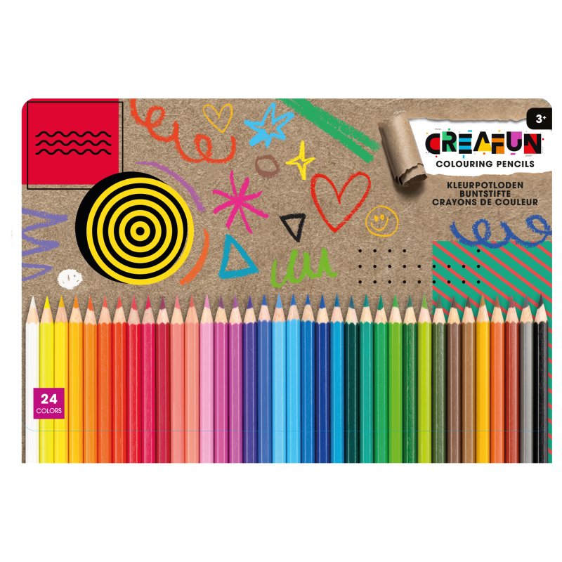 KLEURPOTLODEN 24 STUKS IN BLIK CREAFUN - 650 0231 - 650-0231
