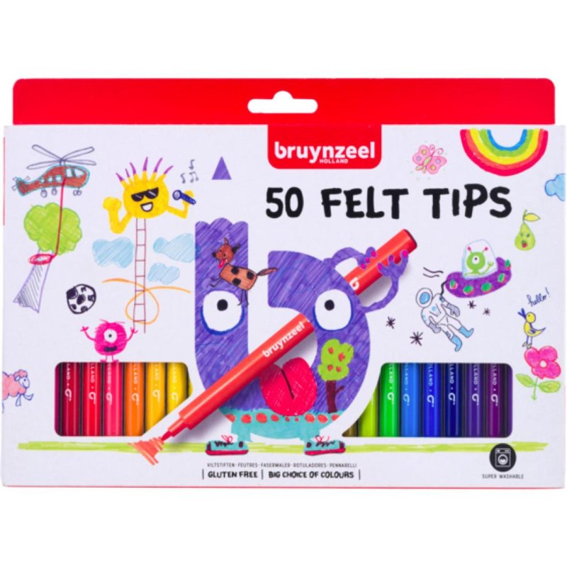 BRUYNZEEL VILTSTIFTEN SET 50 KLEUREN - 650 2501 - 650-2501