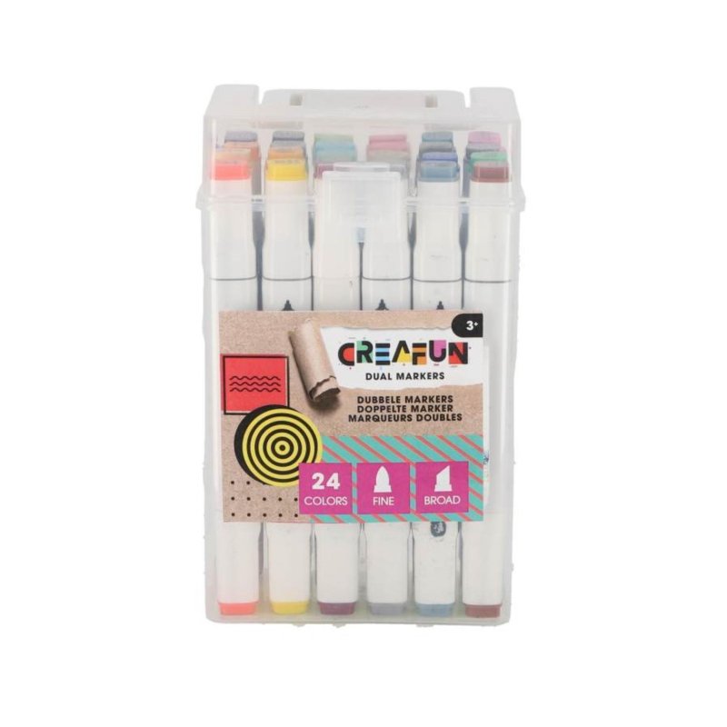 CREAFUN DUAL MARKERS 24 STUKS IN LUXE OP - 650 7475 - 650-7475