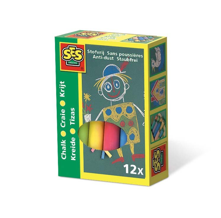 KRIJTJES SES GEKLEURD 12 STUKS - 653 0201 - 653-0201