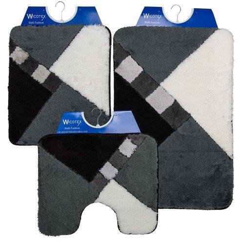 TOILETMAT 50X60 CM ACRYL ZWART/WIT/GRIJS - 6926824485523 - 61-07