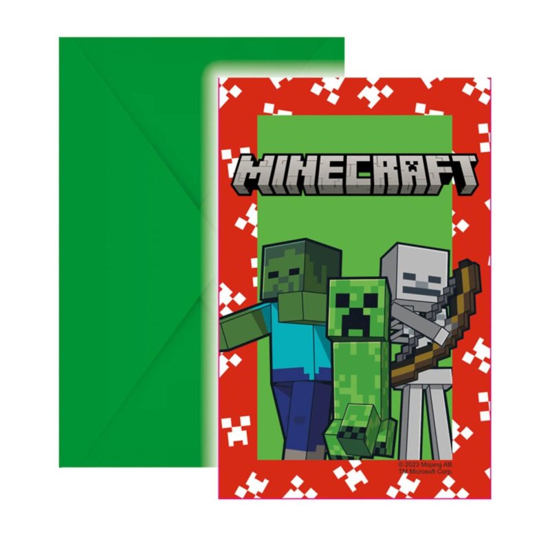 MINECRAFT UITNODIGINGEN 6 STUKS - 834 5658 - 834-5658