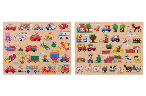 HOUTEN KNOPJESPUZZEL 45 X 35 CM 2 ASS - 8711866222582 - 22258