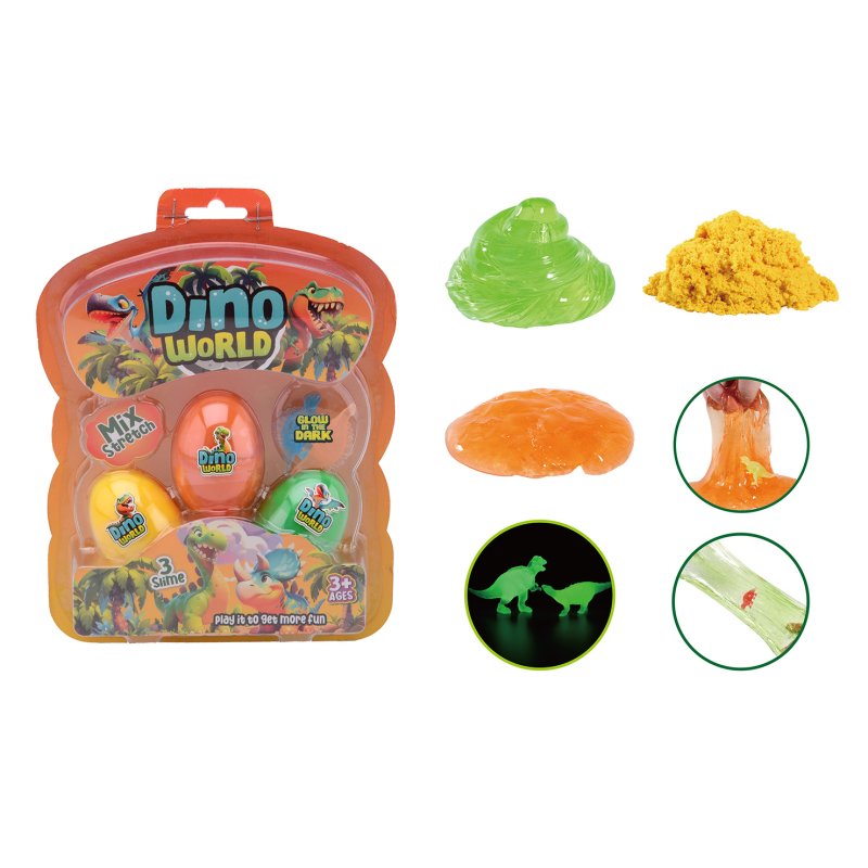 DINO WORLD - 3 SLIJM EIEREN MET GLOW - 8711866246045 - 8711866246045