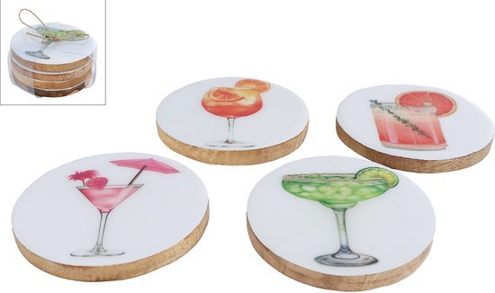 ONDERZETTER COCKTAIL HOUT/EMAILLE 10X10X - 8713219539132 - 8713219539132
