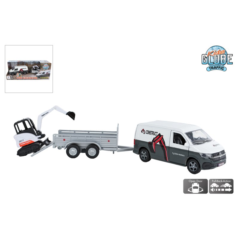 KIDS GLOBE VW TRANSPORTER MET MINIGRAVER - 8713219554395 - 520458