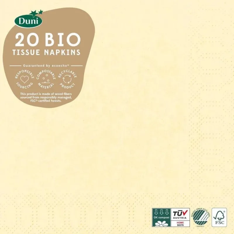 DUNI SERVETTEN 3-PLY CREME BIO 20ST - 8713775258768 - 104955