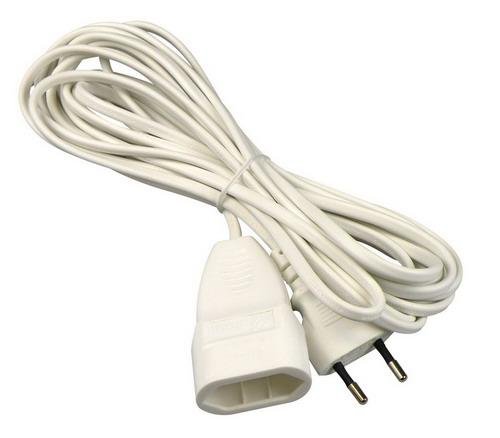 EURO VERLENGSNOER 5 METER 2X0.75MM  WIT - 8715063610890 - 61089