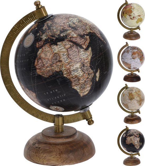 WERELDBOL OP HOUTEN VOET 25CM - 8719202605594 - *0010217750
