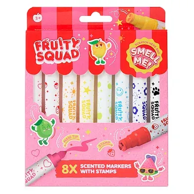FRUITYSQUAD SCENTED MARKERS + STAMP 8-PA - 8719668040267 - 650-0267