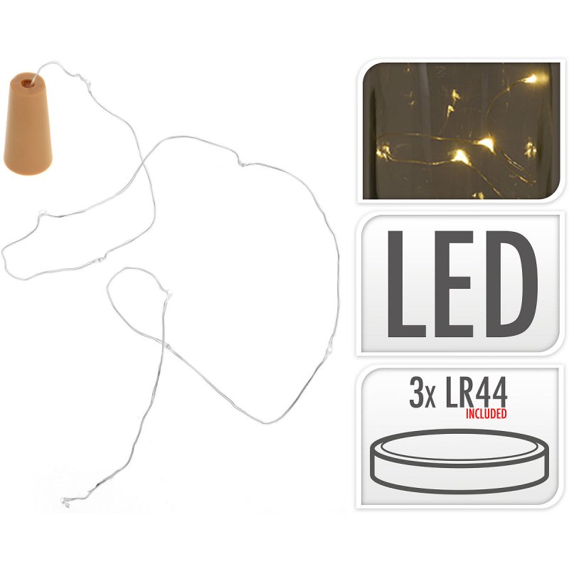FLESSENKURK MET LEDDRAAD METAAL 8LED - 8719987283093 - AX5210000