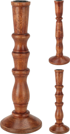 HOME EN STYLE KANDELAAR 28CM HOUT BRUIN - 8720573605861 - A67100540