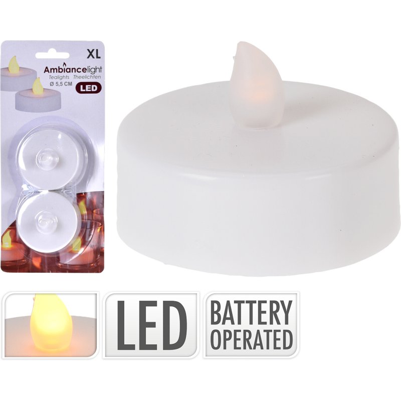 MAXI THEELICHT LED 2 STUKS OP KAART - 8721037726931 - MC5990400