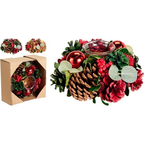 KERST KRANS 19CM MET THEELICHTHOUDER - 8721461071461 - YZB010700