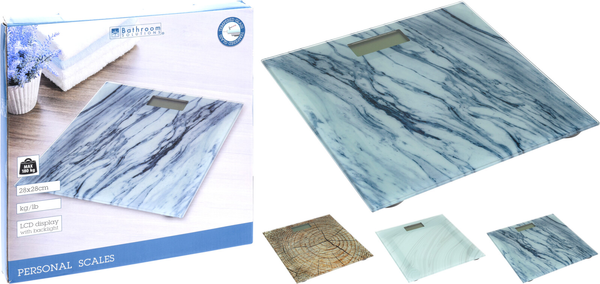 PERSONENWEEGSCHAAL GLAS 28X28CM ASSORTI - Eng pm electronic glass bathroom scale 28x28cm 8888 8920 1 - YN1200200