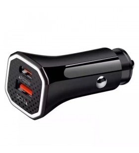 DUO AUTOLADER USB-C+ USB ZWART - Support universel smartphone voiture grille d aeration5 - *0010227205