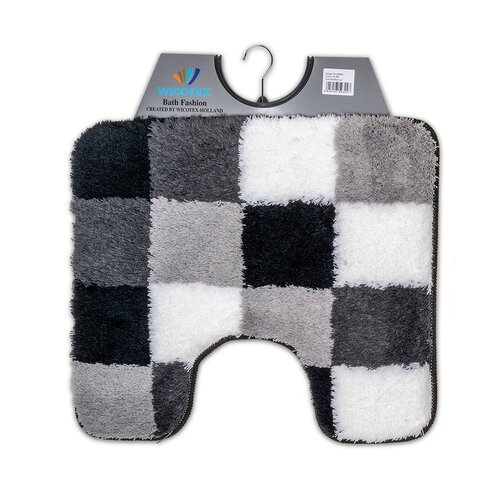WICOTEX TOILETMAT 236381 WIT ZW BLOK - Toiletmat zwart grijs wit geblokt 50x60cm - 61-35
