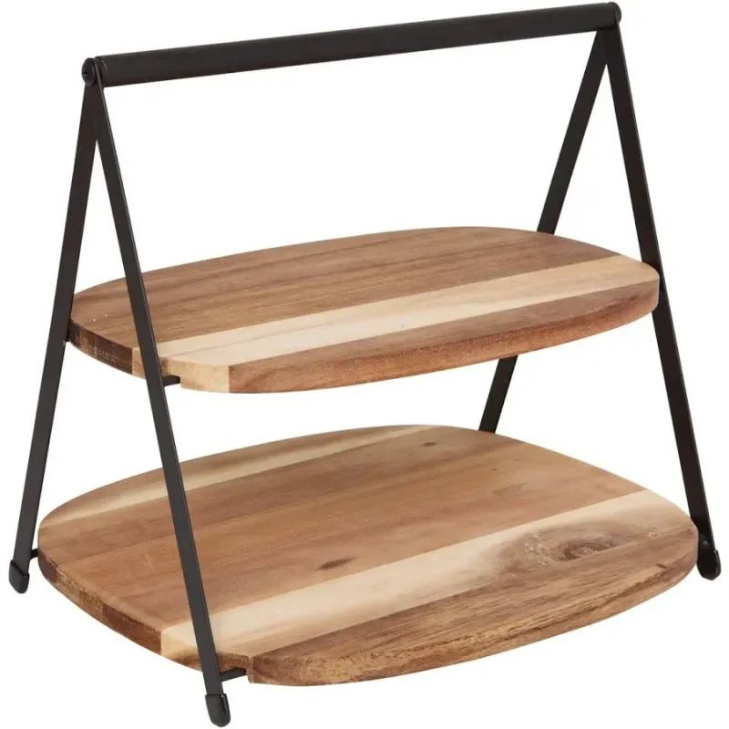 ETAGERE 2 LAAGS HOUT / IJZER 27X25X25 - Tt - 210001650